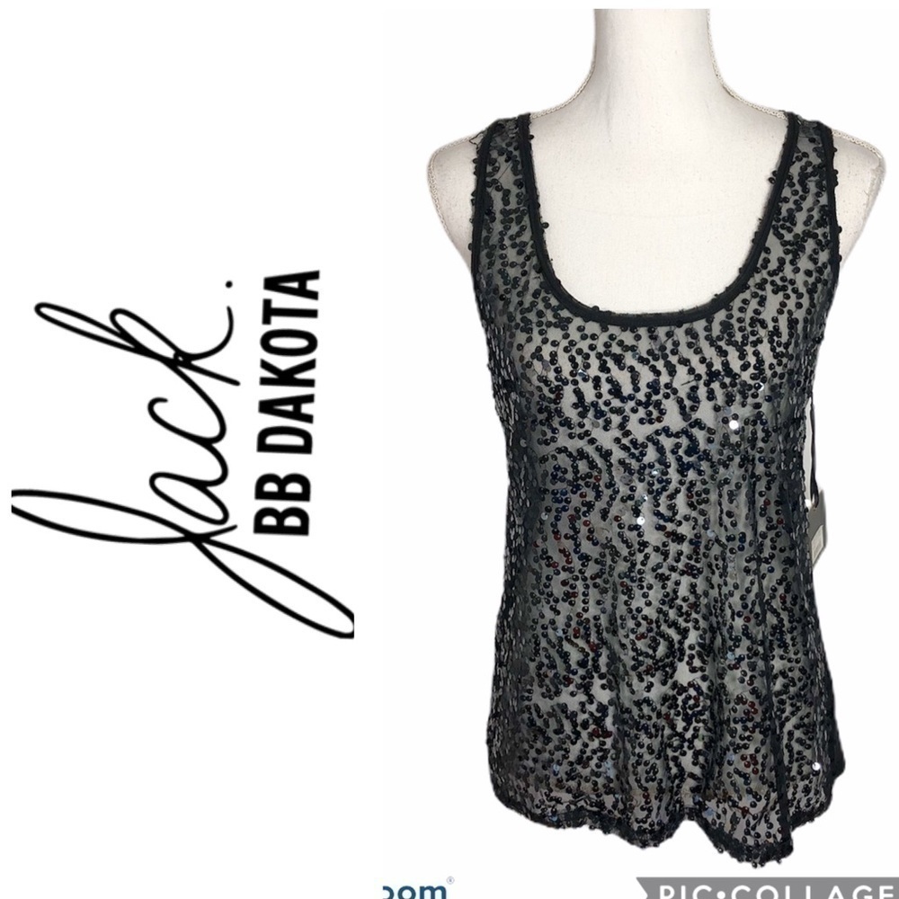 Jack Linen Blend Sequin Tank Top NWT Medium